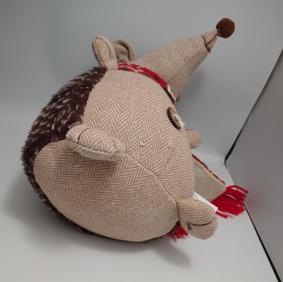 Hanna's Handiworks Wonderland Hedgehog Sitter Plush, Red Scarf 7.5” H - Picture 5 of 10